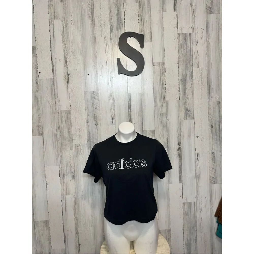 Adidas Black Logo T-Shirt Top Women’s Size Small Athletic Casual Tee